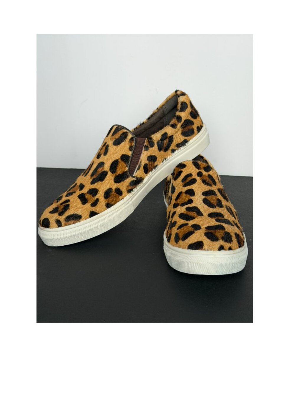 Roper Leopard-Print Slip-On Calf Hair Sneakers - Sz 10